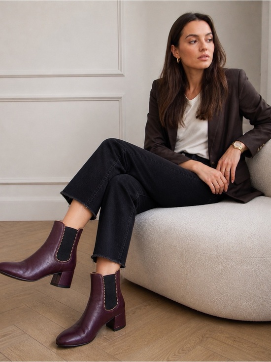 Coach Shoes - Coach Torri leather ankle leather boots burgundy with gold tone studs size 36,5